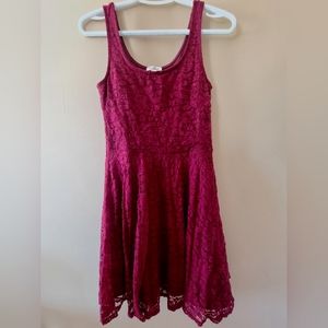 Guess Burgundy Sleeveless Lace Dress